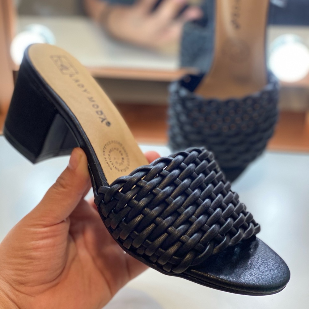 Black braided heels